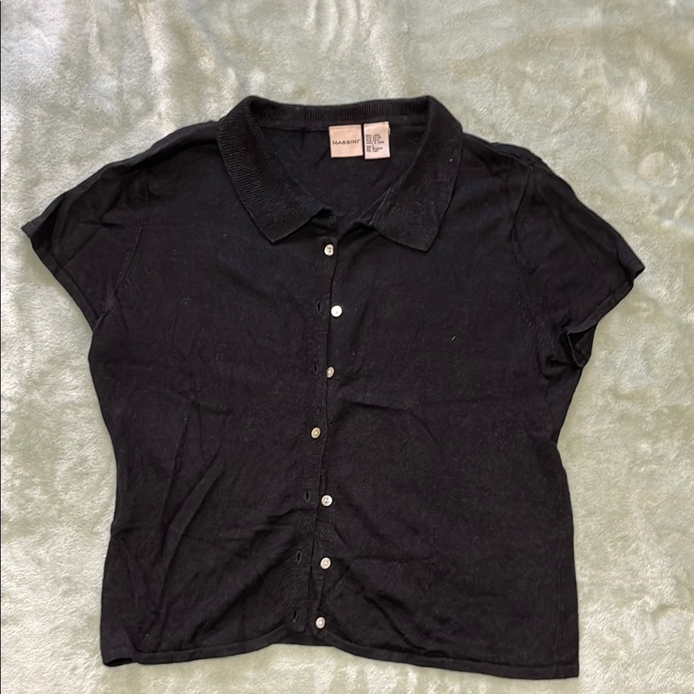 Massini short sleeve vintage linen sweater size Large